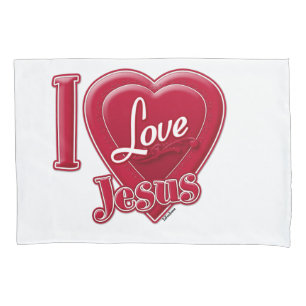 I Love Jesus Red Heart Pillowcase