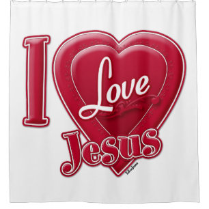 I Love Jesus Red Heart Shower Curtain
