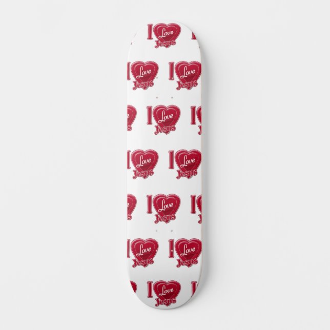 I Love Jesus Red Heart Skateboard (Front)