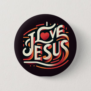 I Love Jesus Religious Christian 6 Cm Round Badge