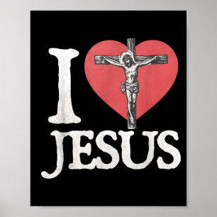 I Love Jesus Retro Christian Religious For Men Wom Poster