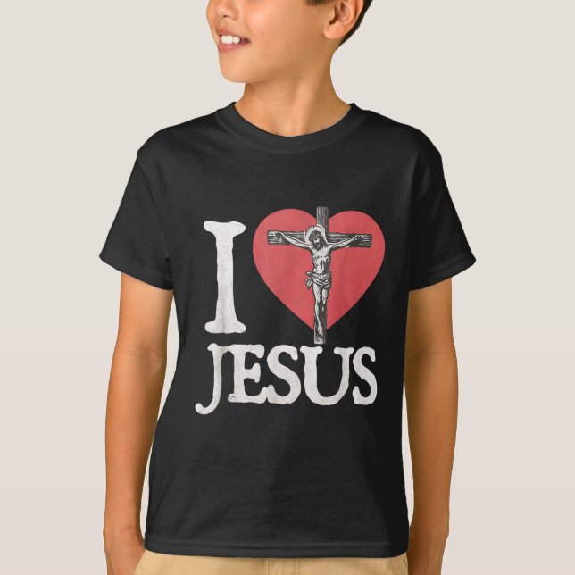 I Love Jesus Retro Christian Religious For Men Wom T-Shirt (Front)