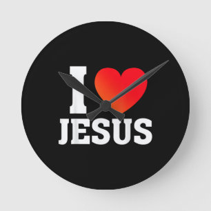 I Love Jesus Round Clock