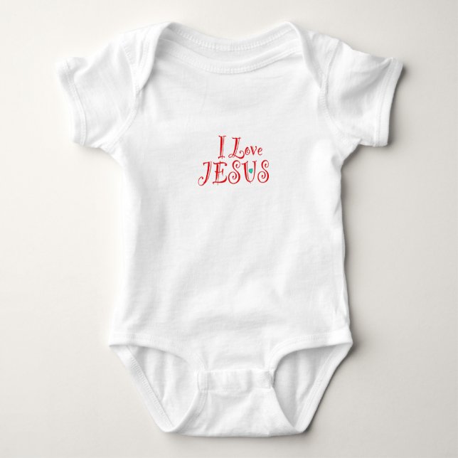 I Love Jesus Turquoise Heart  Baby Bodysuit (Front)