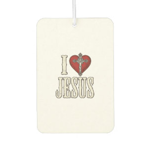 I Love Jesus Vintage Engraving Faith Shirt Design_ Car Air Freshener