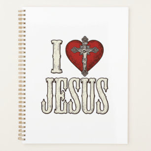 I Love Jesus Vintage Engraving Faith Shirt Design_ Planner