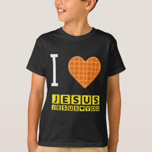 I Love Jesus Waffle Heart Funny Christian Breakfas T-Shirt