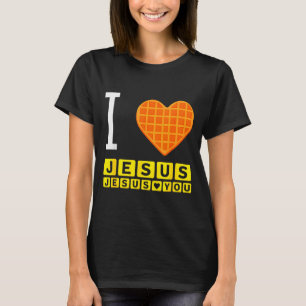 I Love Jesus Waffle Heart Funny Christian Breakfas T-Shirt