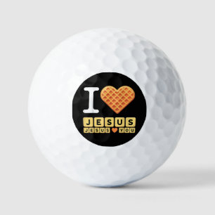 I Love Jesus Waffle Heart Golf Balls