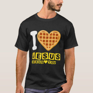I Love Jesus Waffle Heart T-Shirt