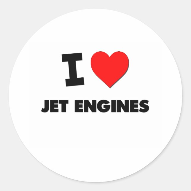 I Love Jet Engines Classic Round Sticker (Front)