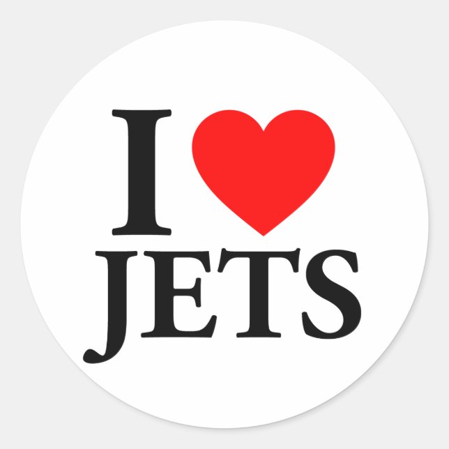 I Love Jets Classic Round Sticker (Front)