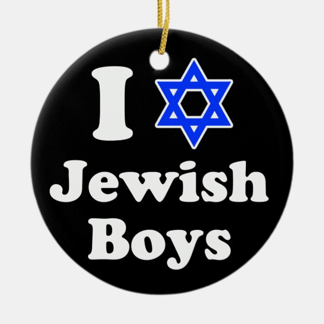 I Love Jewish Boys Ceramic Tree Decoration (Front)