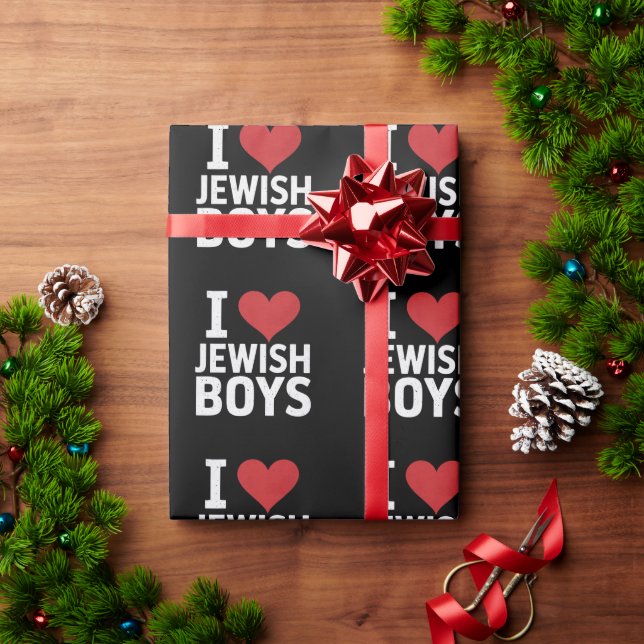 I Love Jewish Boys I Heart Jewish Boys Hanukkah Wrapping Paper (Holiday Gift)