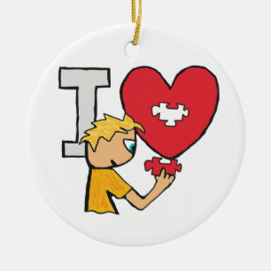 I Love Jigsaw Puzzles Ceramic Tree Decoration