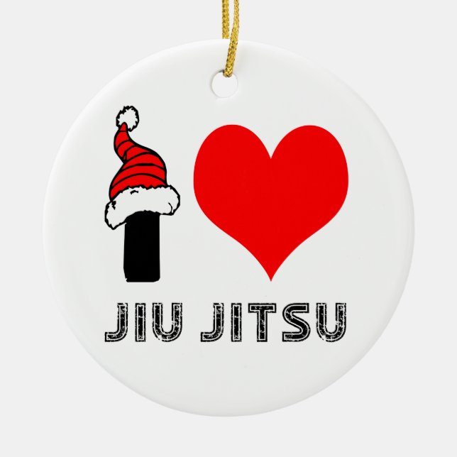 I Love Jiu-Jitsu Design Ceramic Tree Decoration (Front)