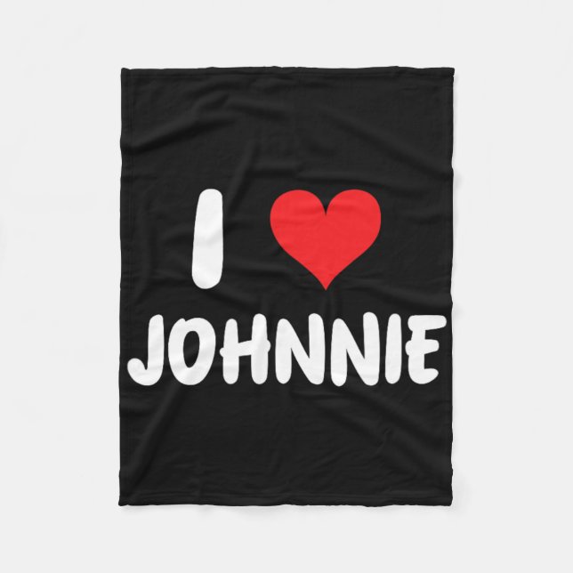 I Love Johnnie - Heart  Fleece Blanket (Front)