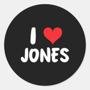 I Love Jones - Heart - Name  Classic Round Sticker