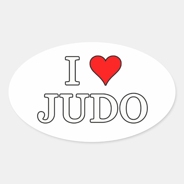 I Love Judo Oval Sticker (Front)