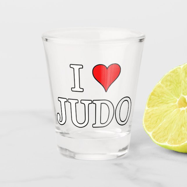 I Love Judo Shot Glass (Front)