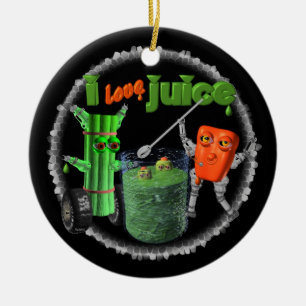 I Love Juice celery & pepper template 100+ items Ceramic Tree Decoration