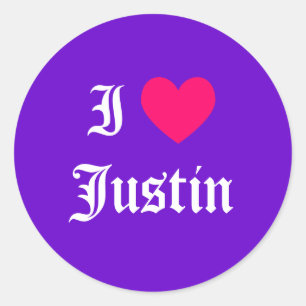I Love Justin Classic Round Sticker