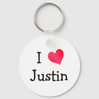 I Love Justin Key Ring