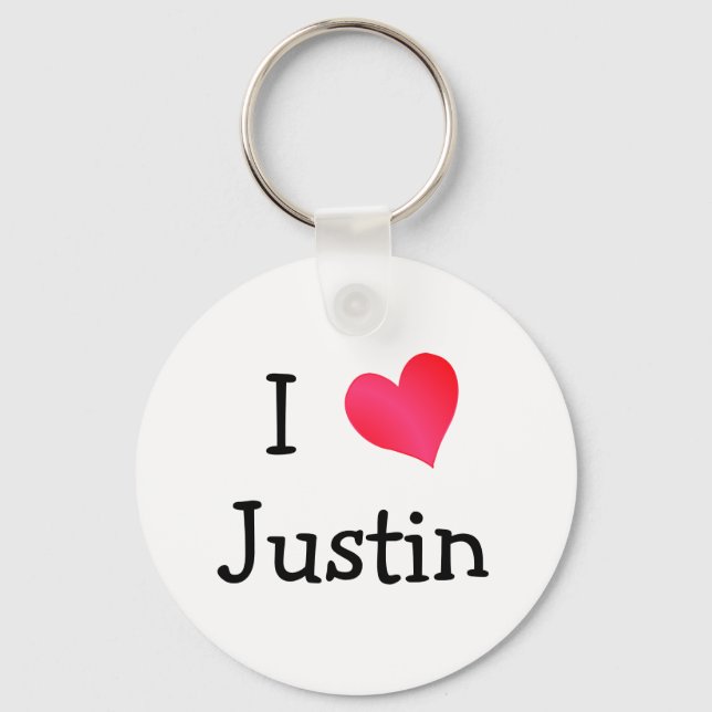 I Love Justin Key Ring (Front)