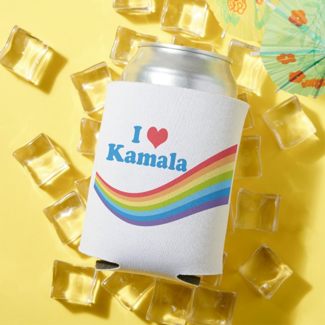 I Love Kamala Cute Election Rainbow Can Cooler (In Situ Summer)