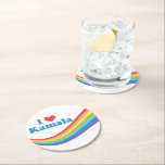 I Love Kamala Cute Election Rainbow Round Paper Coaster<br><div class="desc">A beautiful Kamala Harris rainbow coaster for the 2024 election that reads I Love Kamala. Cute and colourful support for our vice president.</div>