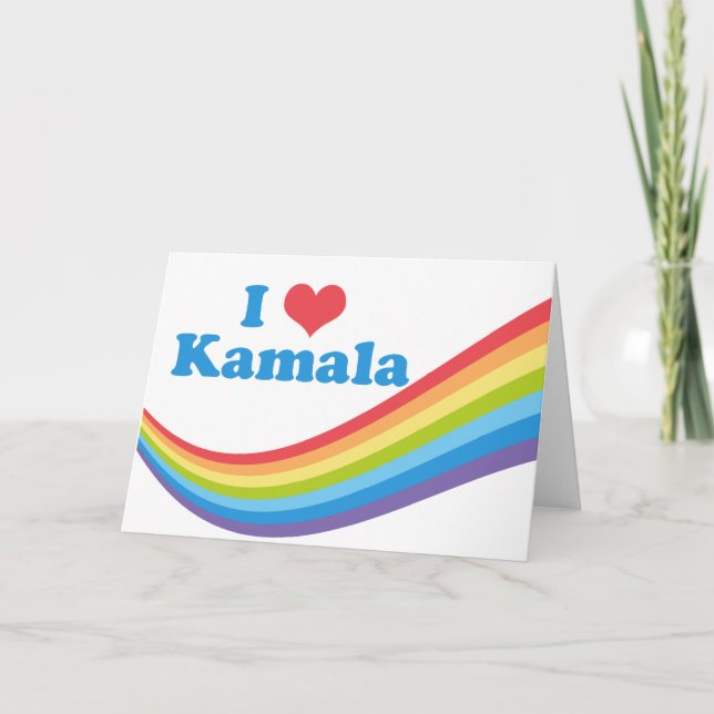 I Love Kamala Harris Cute Rainbow Card (Front)