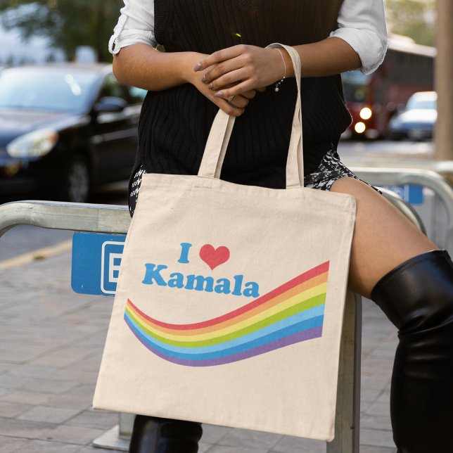 I Love Kamala Harris Rainbow Tote Bag (Creator Uploaded)