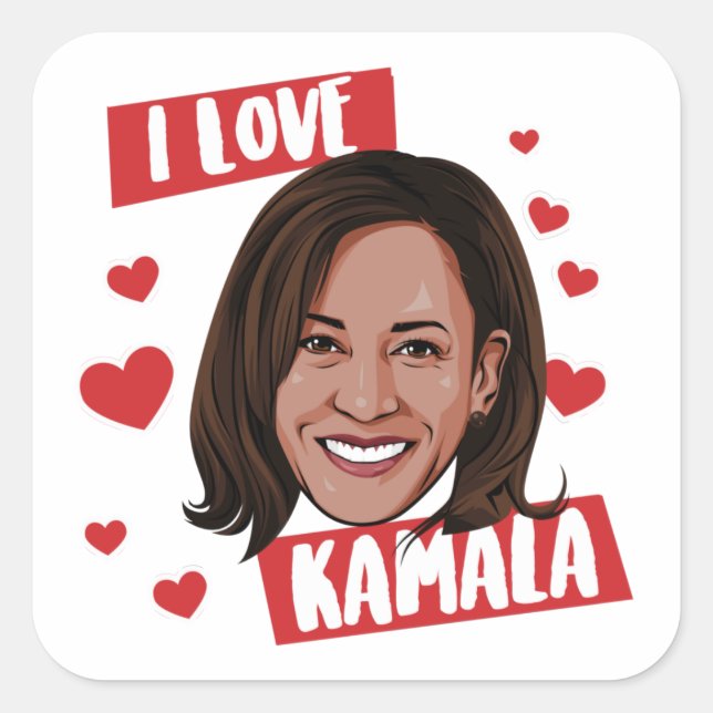 I LOVE KAMALA SQUARE STICKER (Front)