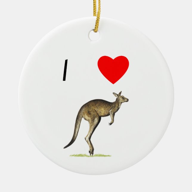 I Love Kangaroos (2) Ceramic Tree Decoration (Front)