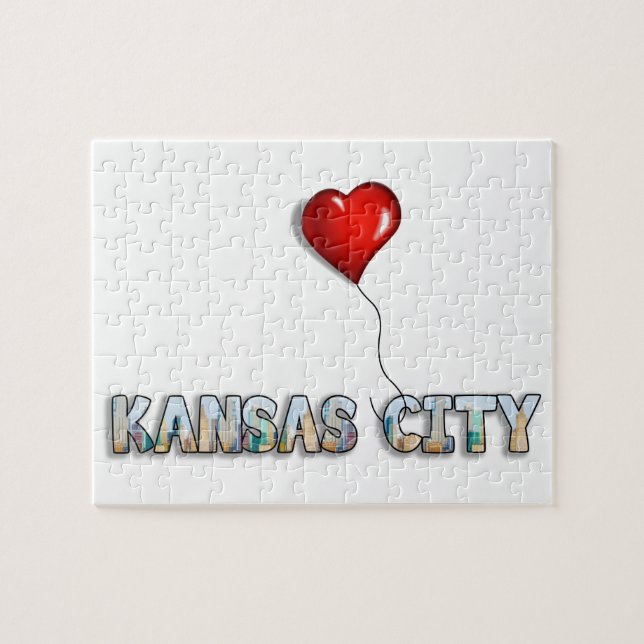 I Love Kansas City with KC Skyline Inside Letters Jigsaw Puzzle (Horizontal)