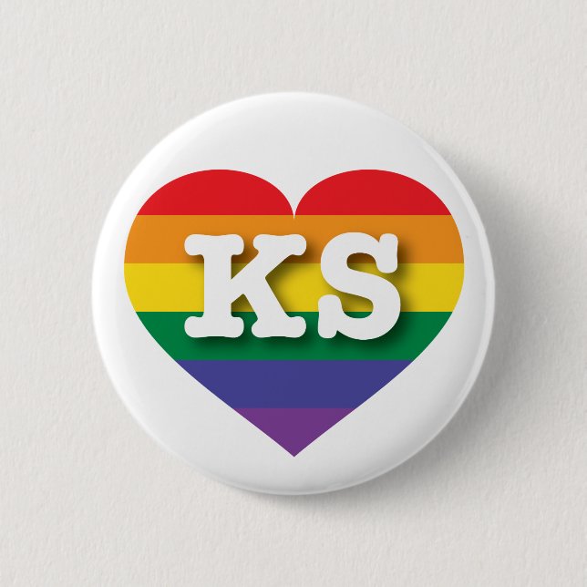 I Love Kansas Rainbow Heart 6 Cm Round Badge (Front)