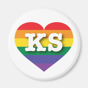 I Love Kansas Rainbow Heart Magnet