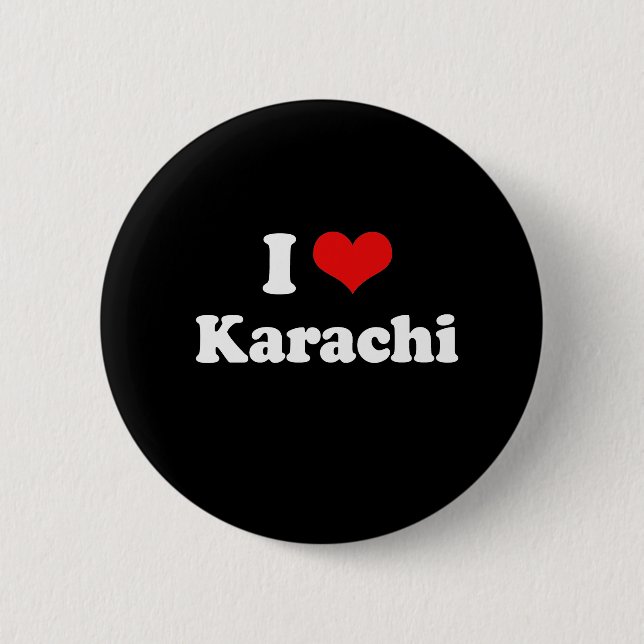 I Love Karachi Tshirt White Tshirt 6 Cm Round Badge (Front)