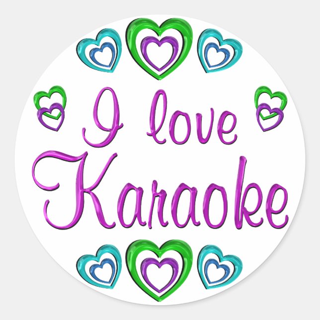 I Love Karaoke Classic Round Sticker (Front)