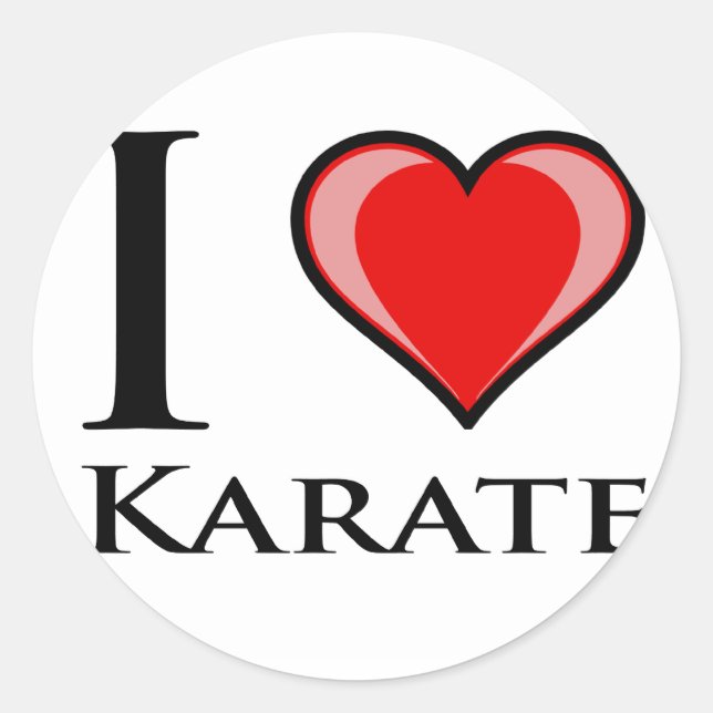 I Love Karate Classic Round Sticker (Front)