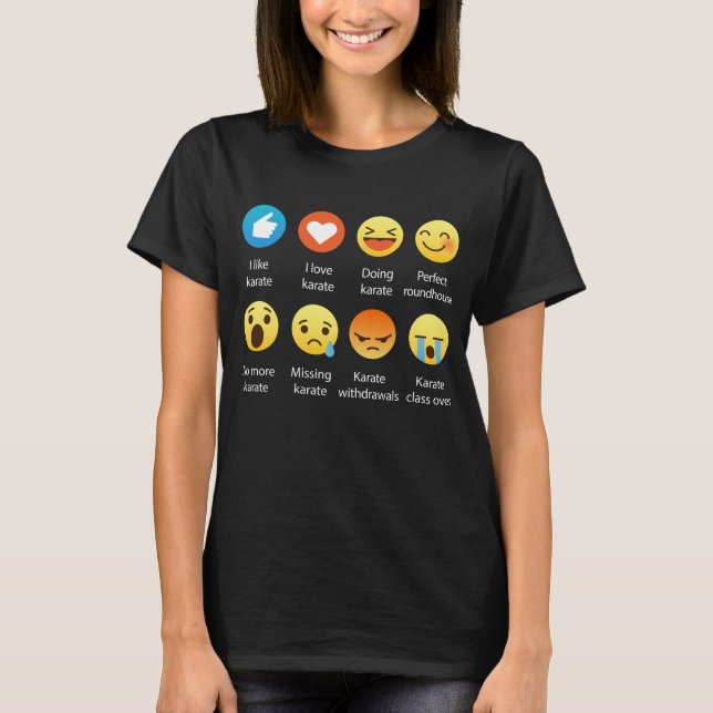 I Love Karate Emoji Emoticon Graphic Tee Shirt (Front)