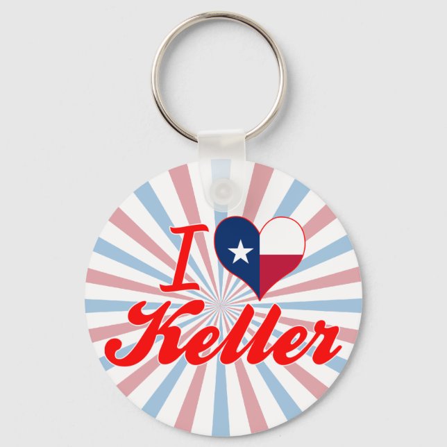 I Love Keller, Texas Key Ring (Front)
