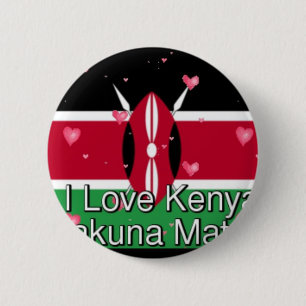 I Love Kenya and "Hakuna Matata" Art Print 6 Cm Round Badge