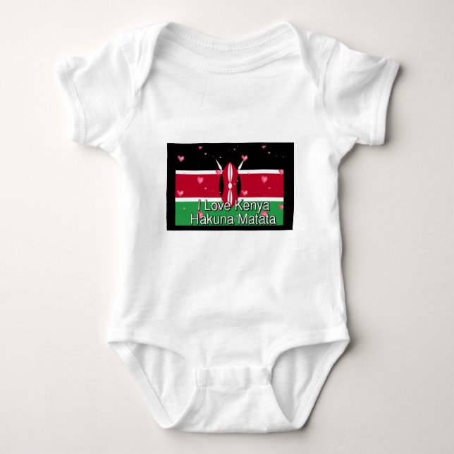 I Love Kenya and "Hakuna Matata" Art Print Baby Bodysuit (Front)