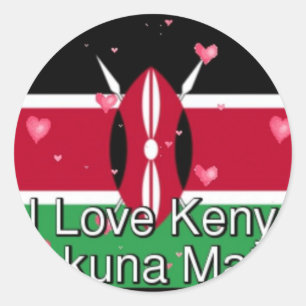 I Love Kenya and "Hakuna Matata" Art Print Classic Round Sticker