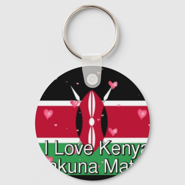 I Love Kenya and "Hakuna Matata" Art Print Key Ring (Front)
