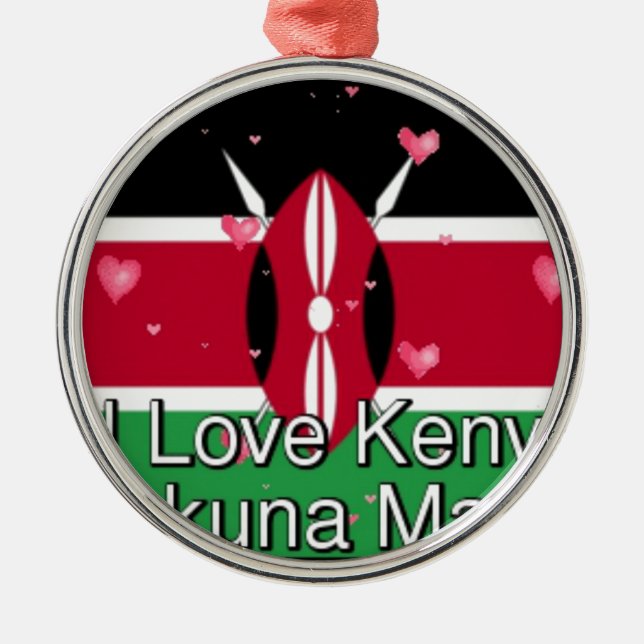 I Love Kenya and "Hakuna Matata" Art Print Metal Tree Decoration (Front)