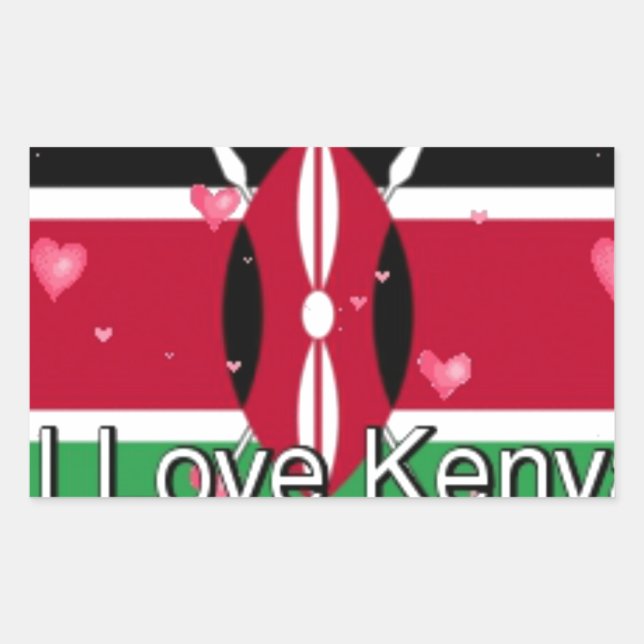I Love Kenya and "Hakuna Matata" Art Print Rectangular Sticker (Front)
