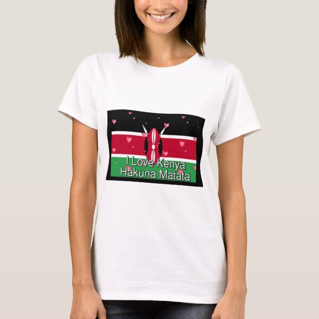 I Love Kenya and "Hakuna Matata" Art Print T-Shirt (Front)