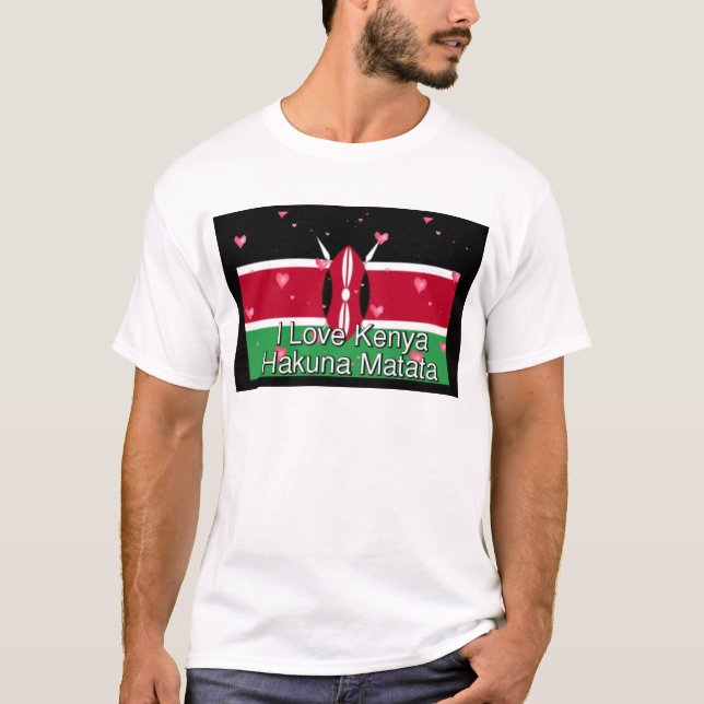I Love Kenya and "Hakuna Matata" Art Print T-Shirt (Front)